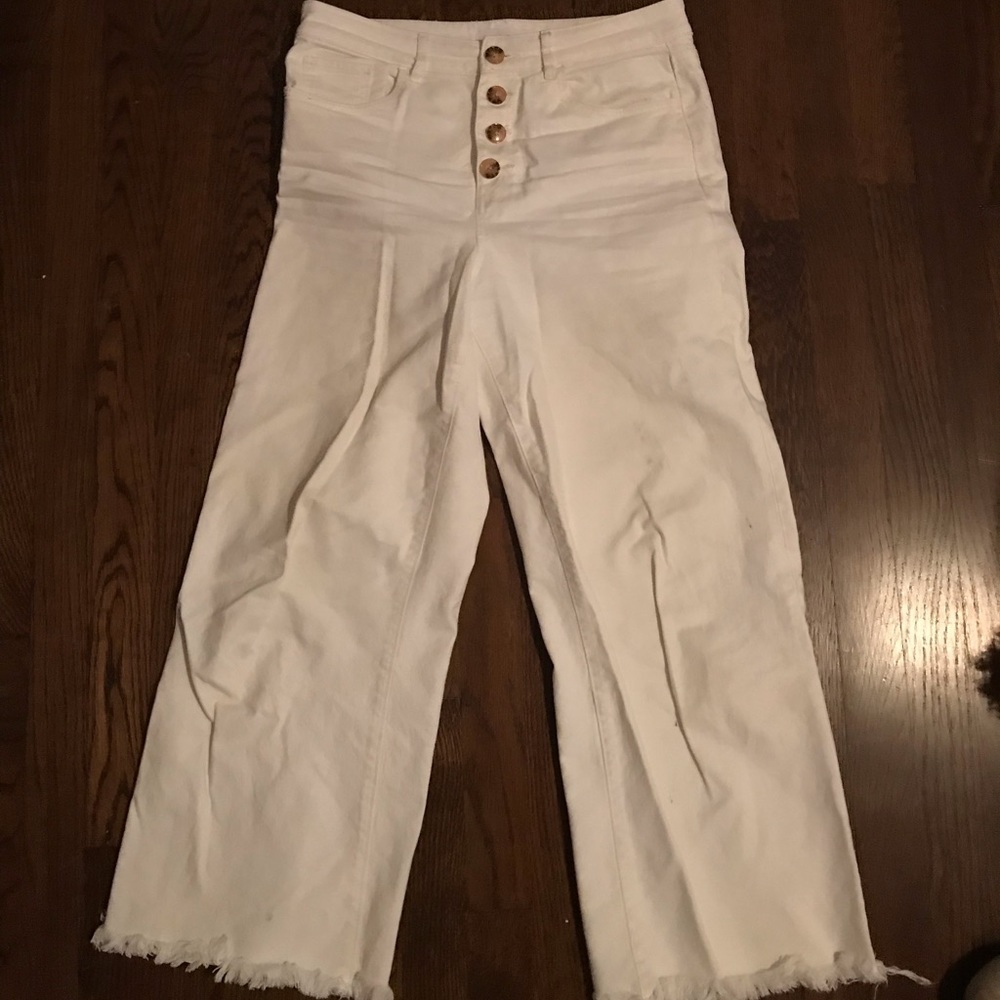 LOFT button fly wide leg crop pants size 4/27
